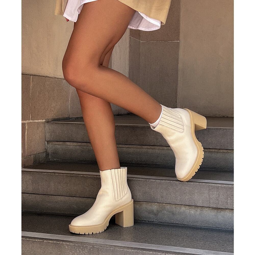 Dolce Vita Caster H2O Platform Lug Sole Leather Ankle Heel Boots Women Size 11